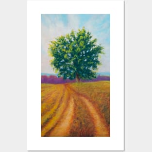 Pastel painting - pree and field countryside landscape Posters and Art